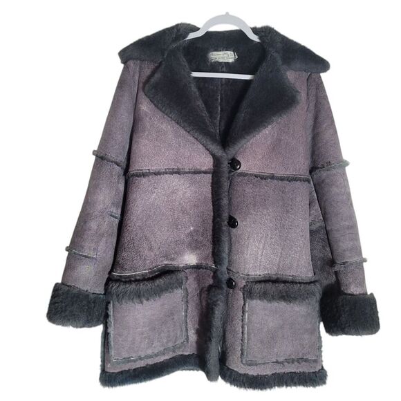 Sportsman Mfg Sheepskin Penny Lane Coat Women's Size 12 Gray Heavy Warm Vintage - Picture 1 of 12